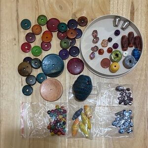Colorful Assorted Beads Collection. Glass, paper, clay, wood, plastic etc.
